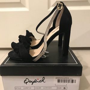 Qupid ruffled toe strap heel